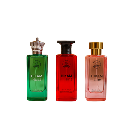 HIKAM PERFUMES Combo – 3 Premium EDPs (FLINT • HAZE • LINE) – 80ML
